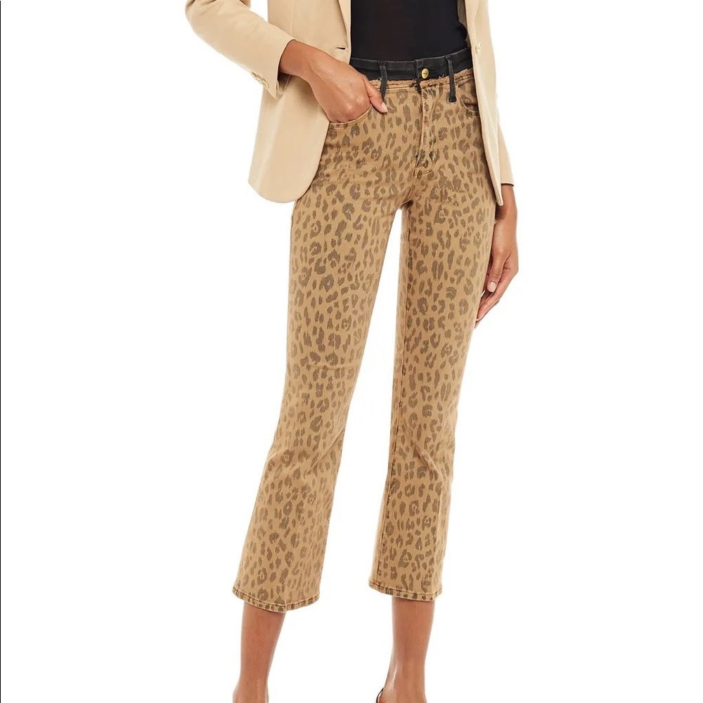 FRAME Le Crop Mini Boot Leopard Print Jeans Size 28